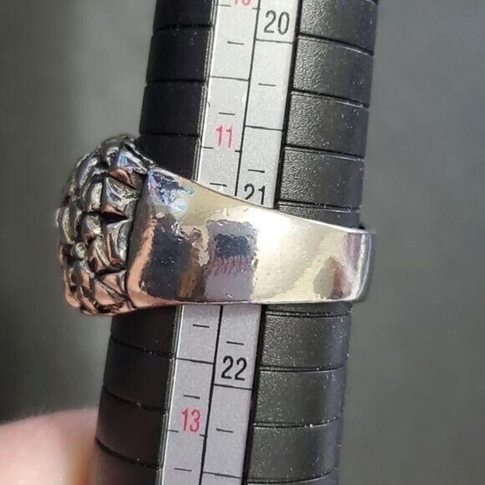 Silver tone orange dragon's eye ring size 12 - Picture 8 of 8